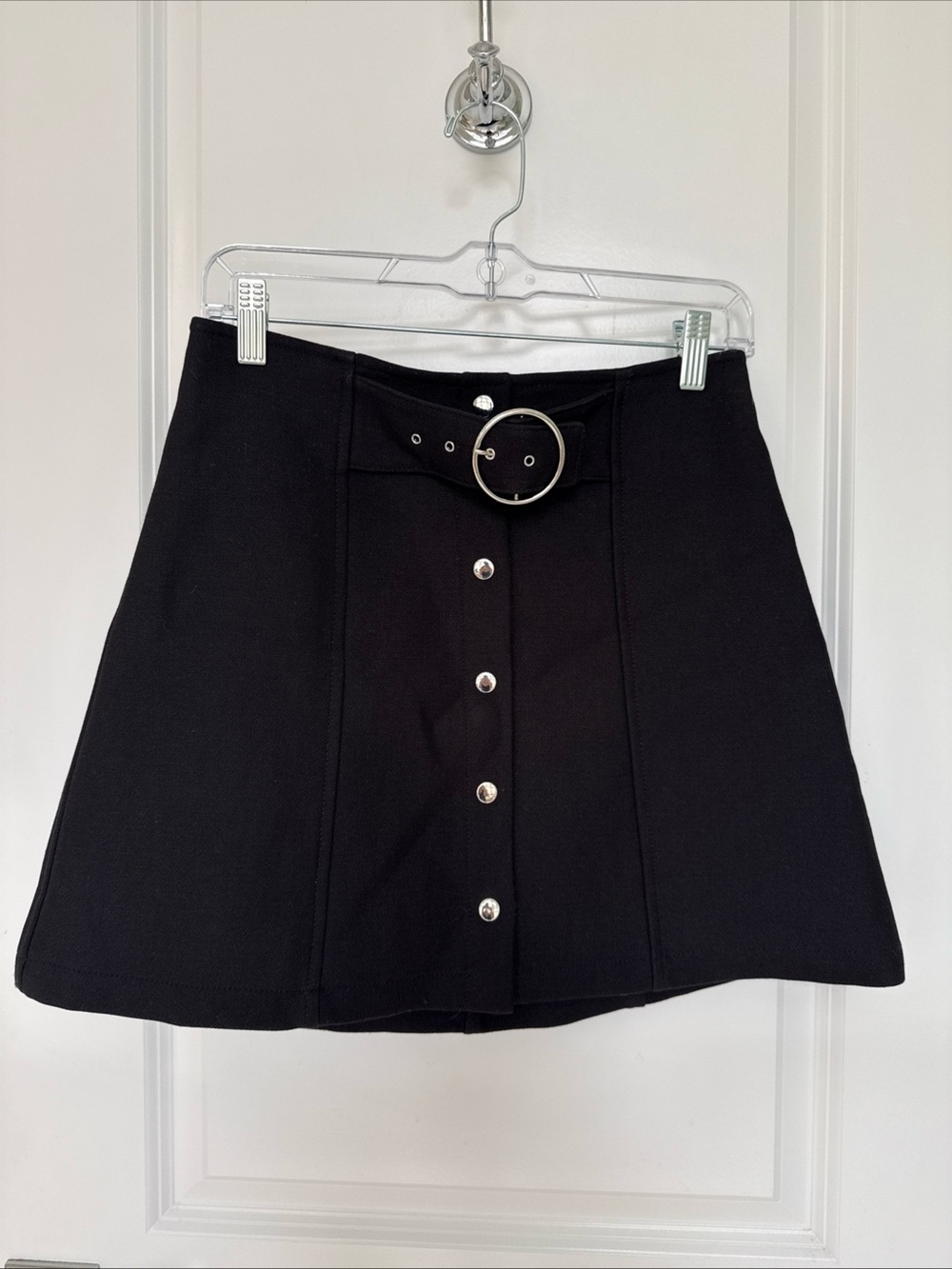 Zara Black Mini Skirt with Circle Buckle small